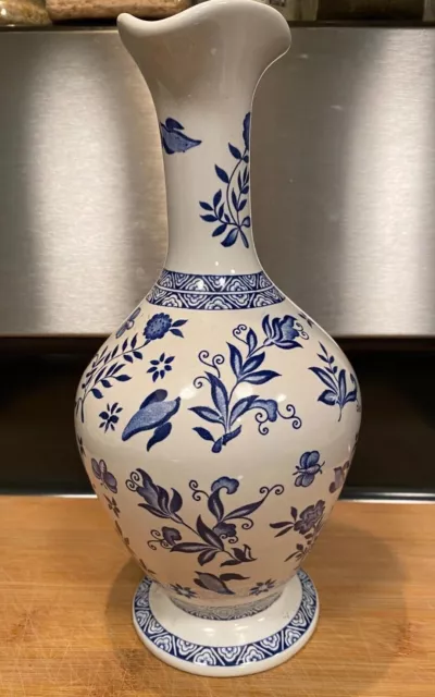 Coalport Limited Edition Blue/White Decorated 10" Vase Made in England Est. 1750