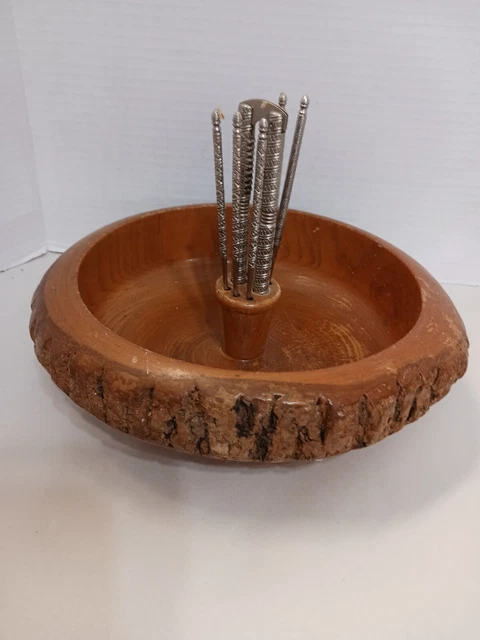 Vintage Nut Cracker Set with Tree Trunk Bowl Plus Tools Vintage Nut Cracker Set with Tree Trunk Bowl Plus Tools