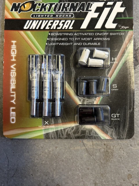 New Nockturnal By Rage Universal Fit Strobing Red/Green Lighted Nock 3pk NT-300
