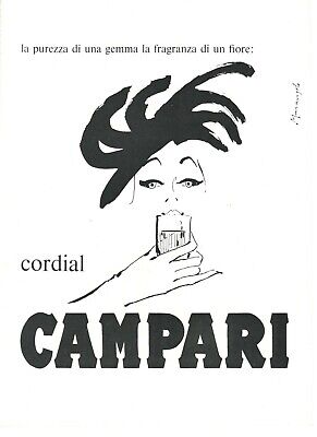 1964 RARA Pubblicita' vintage CORDIAL CAMPARI APERITIVO illustratore MARANGOLO "