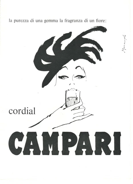 CORDIAL CAMPARI APERITIVO illustratore MARANGOLO  Pubblicità 1 pagina 1964