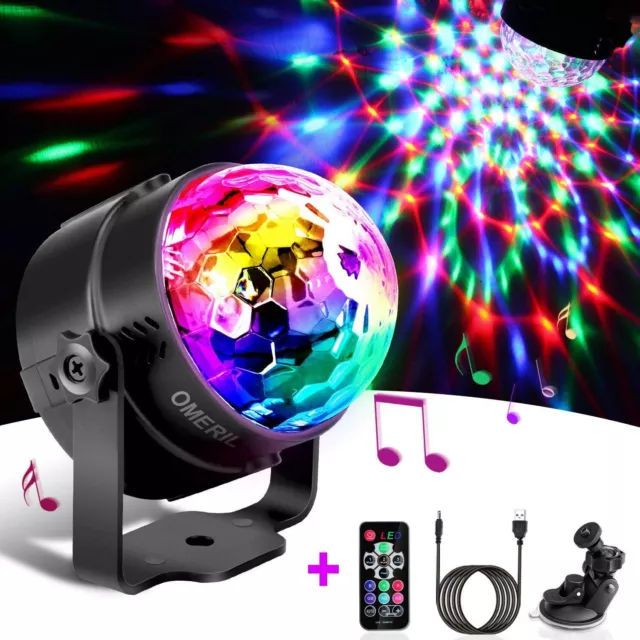 Boule à Facette Disco 7 Couleurs RGB, Lampe de Scène Commande Vocale Jeux Lumier