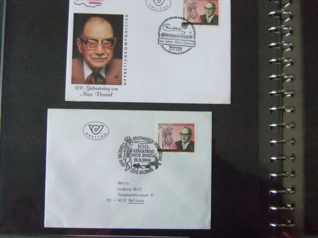 Austria- FDC + SST. 1995  100. Geburtstag von  Nico Dostal  (Operettenkomponist)