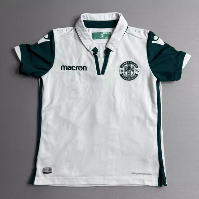 Macron Kids Boys Football T-Shirt 3XS White Green Edinburgh Scotland Shirt Top