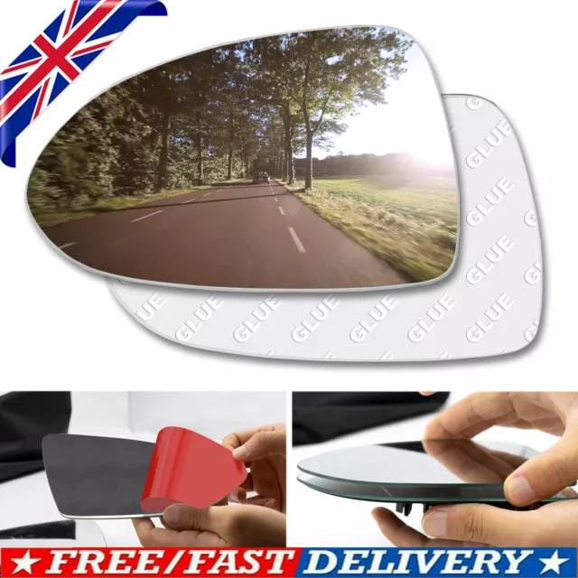 For Vauxhall Corsa D E Left Passenger Side Wing Mirror Glass Stick On 2006-19