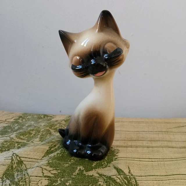 Vintage Siamese Cat Retro Kitsch 1950s 1960s Mod MCM Kitty Ornament VGC