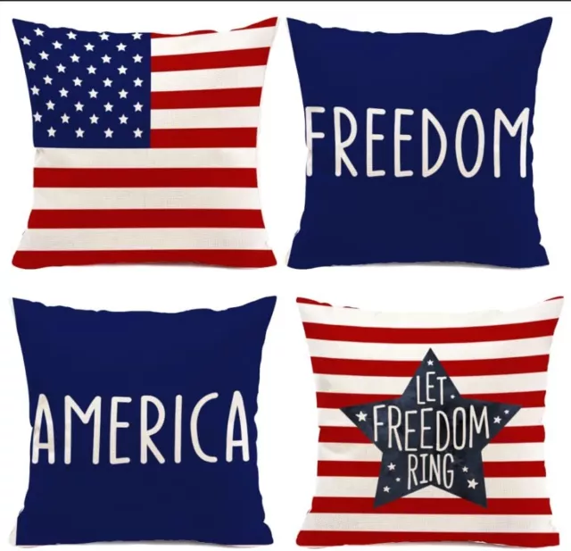 4Th of July Decorative Pillow Covers American Flag Patriotic Pillow Case 18 X 18