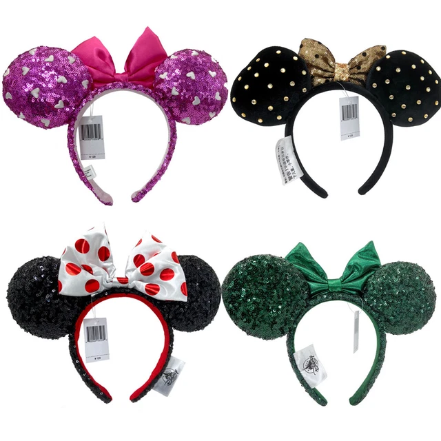 Minnie Mouse Ears Disney-Park Ears Belle Bow Mickey Santa Hat Headband