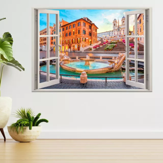 Piazza de Spagna in Rom, Italien 3D Fenster Ansicht Wandaufkleber Poster Aufkleber A386