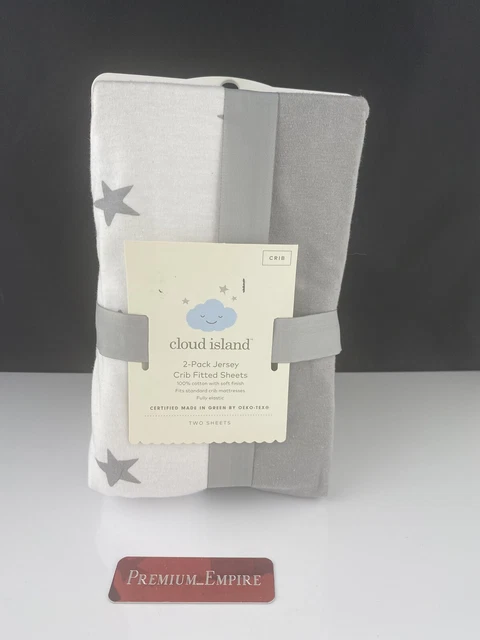 Cloud Island Fitted Jersey Crib Sheet Gray & Scatter Star 2pk