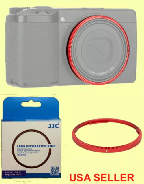 RED JJC Lens Decoration Protect Ring Cap for Ricoh GR III GRIII GR3 Replace GN-1
