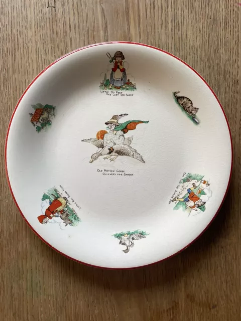 Vintage Crownford Burslem Children's Nursery Rhyme Plate - Old Mother Goose Etc