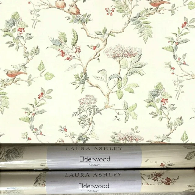LAURA ASHLEY 2X Rolls Elderwood Natural Wallpaper Both Batch W101346A