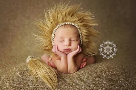 AU Newborn Baby Lion Crochet Knit Hat Costume Outfits Cap and tail Photo Prop