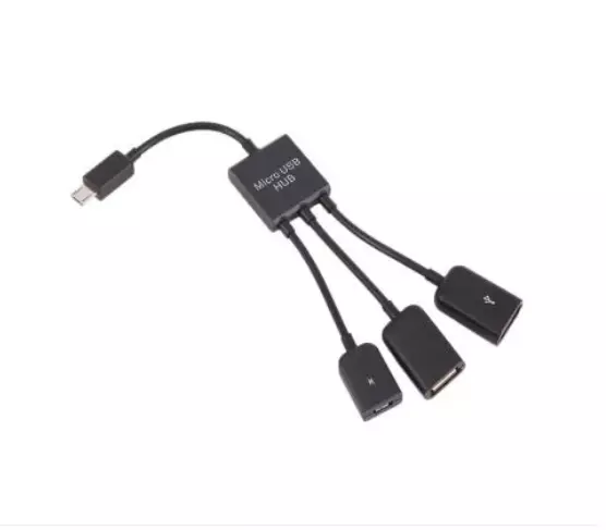 Micro USB OTG Host Adapter Cable with Dual Port Hub for Android Phone, Tablet