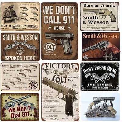 Vintage Pistol Tin Signs Poster Retro Wall Arts Plaque Gun Metal Plate Paintings