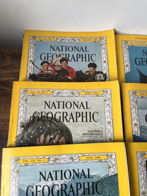 Komplett 1968 National Geographic Magazine Bundle x12 Januar-Dezember Nat Geo 2