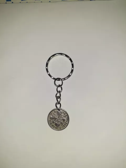 British lucky six pence coin key chain(circulated coin)