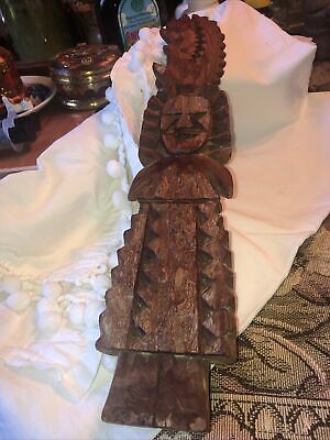 Vintage Hand Carved Wooden Folk Art African Tribal Sculpture or Wall Hanging 15”