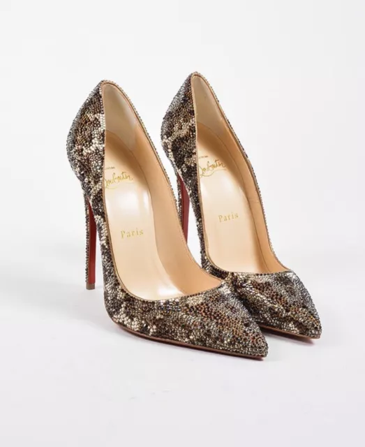 Christian Louboutin SO KATE STRASS BOUM 120 Crystal Suede Pump Heels Shoes  $1895