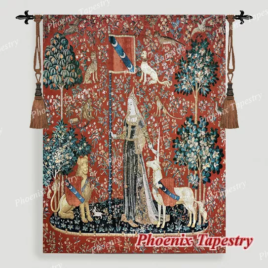 (MEDIUM) TOUCH The Lady & Unicorn Medieval Tapestry Wall Hanging Jacquard Weave