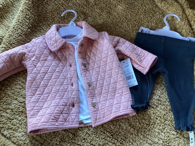 BNWT Baby Girls 3 Piece Outfit 0-3 months F&F Jacket, T Shirt, Leggings