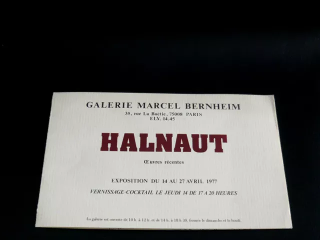Halnaut Marcel invitation Gal Marcel Bernheim 1977 Peintre BOULOGNE-SUR-MER