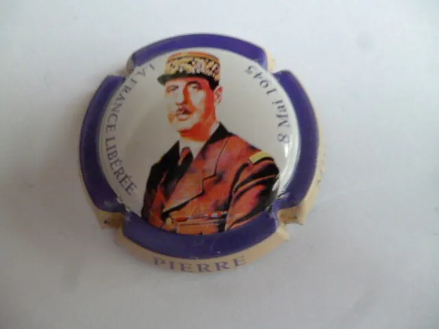 capsule champ Pierre MIGNON, Général de Gaulle, cercle violet, ct grège, N°121b