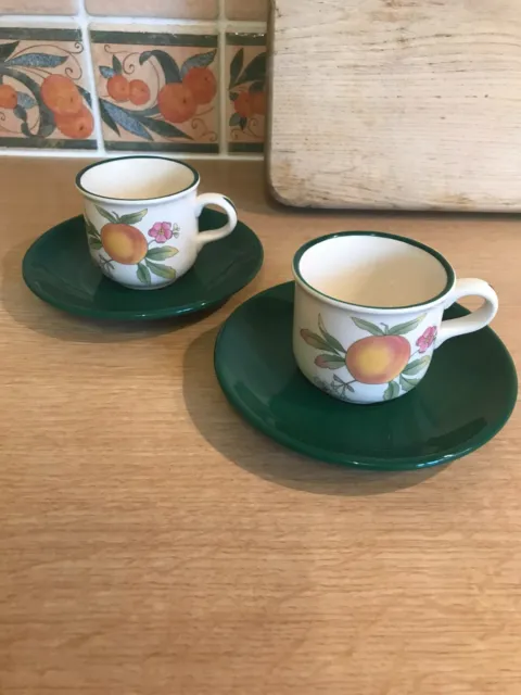 2 Cloverleaf Peaches & Cream Coffee Cups & Saucers