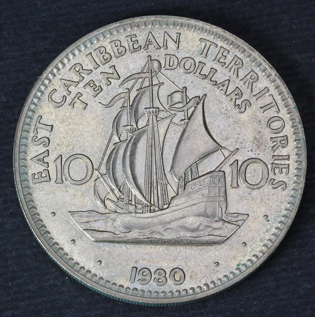 EAST CARIBBEAN TERRITORIES 10 Dollars 1980 -Copper/Nickel- Development Bank -270
