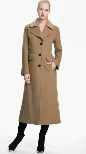 Fleurette Notch Collar Long Coat Size 14 $1170