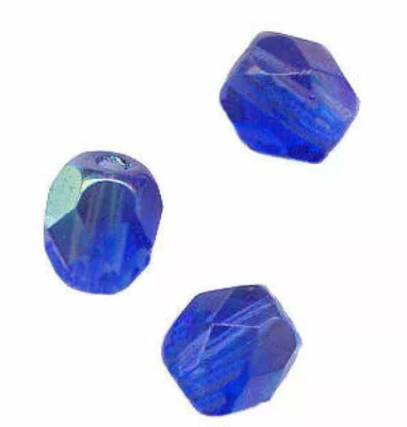 10 Perles de Bohème en Facettes de 10 mm de couleur Saphir AB avec Port Offert