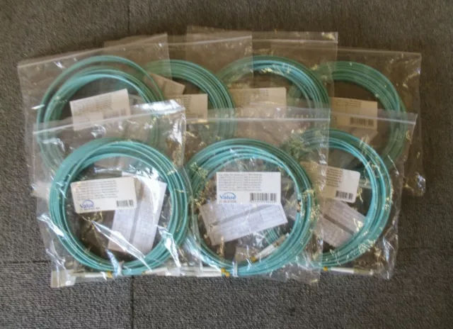 Job Lot 7 x New Value 21.99.8705 Fibre Optic Cable 50/125 LC/LC OM3 Turquoise 5M