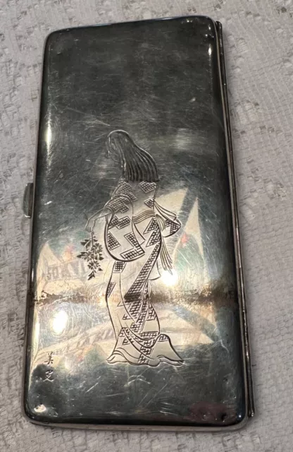 STERLING SILVER 959 Asian cigarette case 209gms