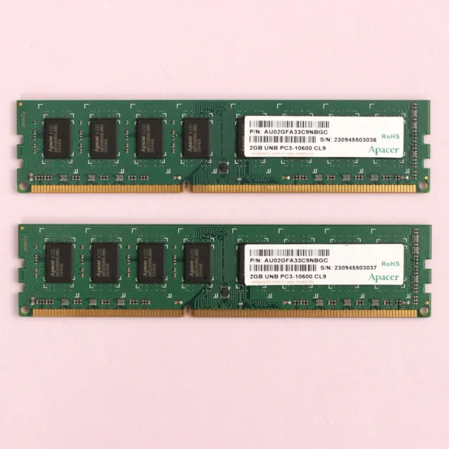 4GB (2x 2GB) DDR3 PC3-10600 1333MHZ Desktop 240 Pin Memory RAM Kit Apacer