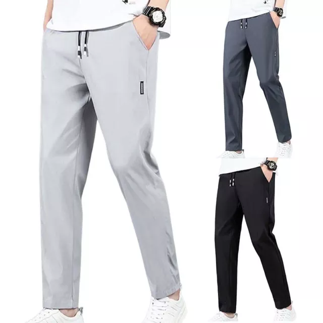 Men‘s Fast Dry Stretch Pants Casual High Elastic Waist Business Classic  Trousers