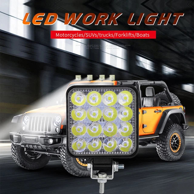 Luce di lavoro LED quadrata 48 W 12 V 24 V faretto alluvione fuoristrada per camion auto SU*H7