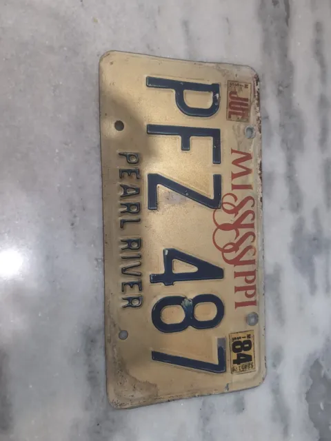 Vintage 1984 Mississippi License Plate PFZ 487 Pearl River County Expired