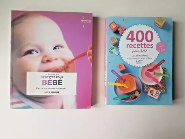 Lot de 2 livres de recettes pour Bébé - Très bon état.