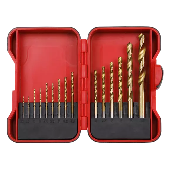 Sealey HSS Drill Bit Set 15pc, Titanium Nitride Coated Heavy Duty 1.5 - 10mm