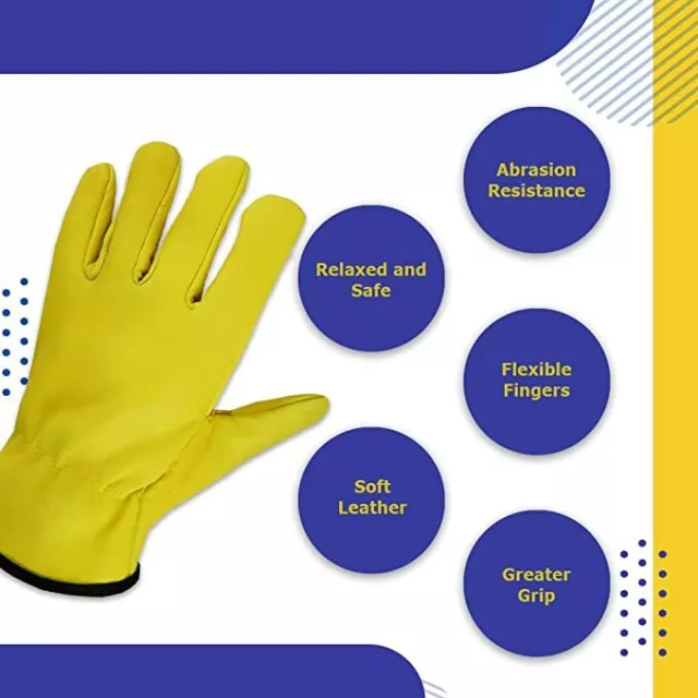 One Pair Leather Safety Work Gloves, Lorry Driver Gloves with Fleece Cotton line