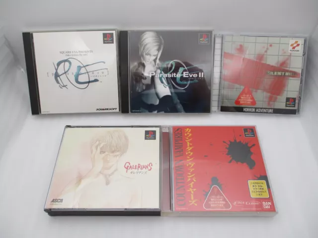 PS1 5games Set Silent Hill Parasite Eve 1 & 2 Galerians Countdown Vampires Japan