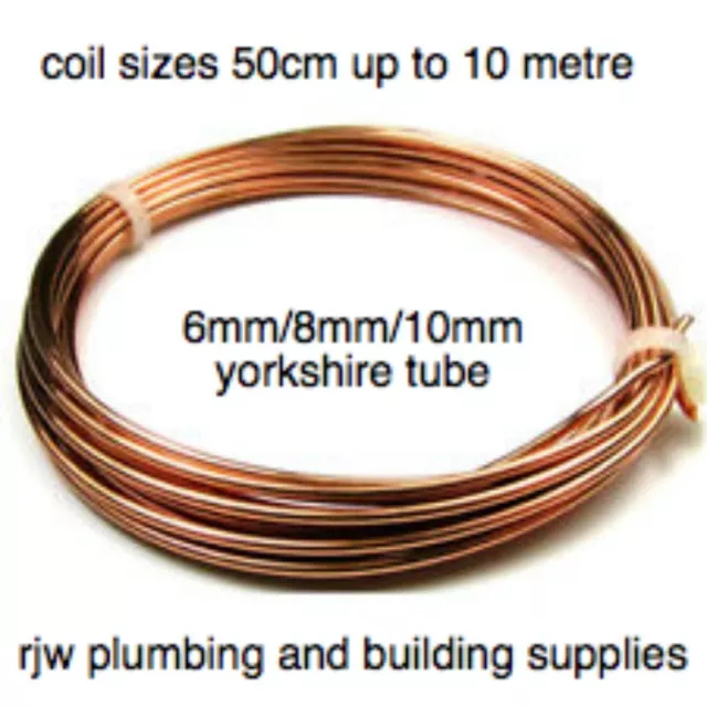 YORKSHIRE TUBE 6mm/8mm/10mm copper pipe/tube/plumbing/microbore/water/gas