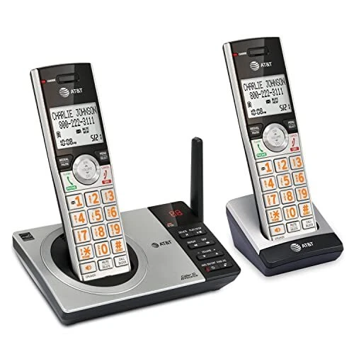 AT&T CL82207 DECT 6.0 2-Handset Cordless Phone for Home with Answering Machin...