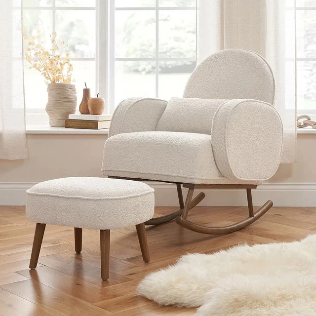 TUTTI BAMBINI MICAH Rocking Nursing chair and Foot Stool Set Boucle Fresh Cream 389.00 PicClick UK