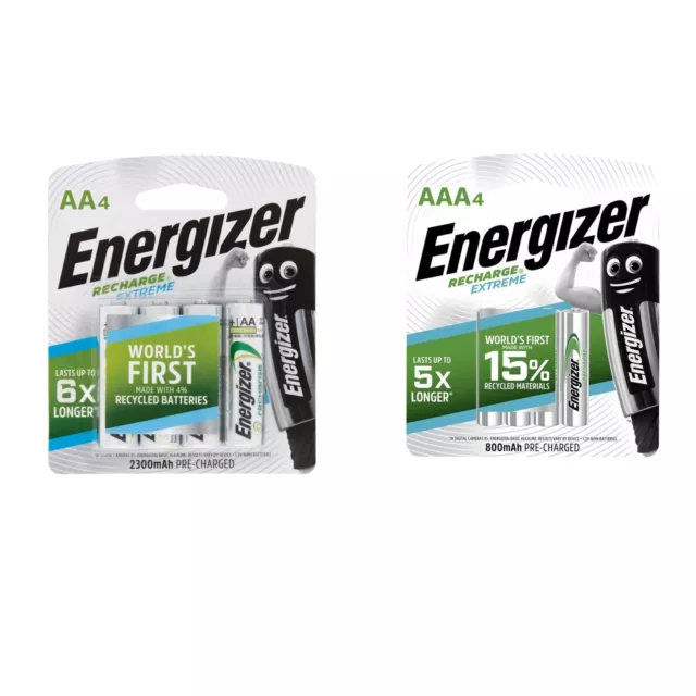 Energizer Rechargeable Batteries 4 Pack - Choose Your Size