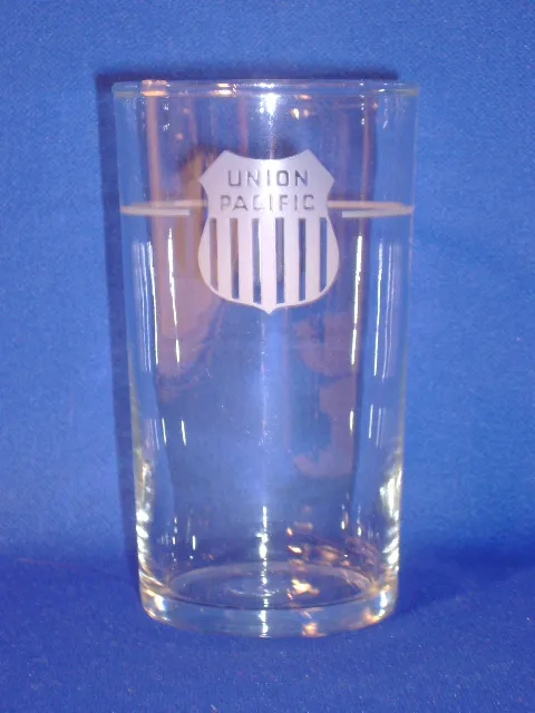 Union Pacific Railroad Glass Juice Tumbler 4 3/8"