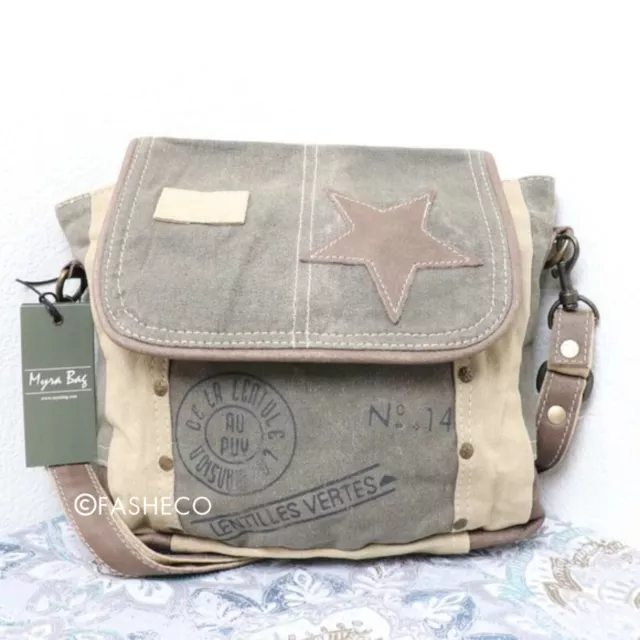 Myra Bag Star Crossbody Canvas Purse for Women Vintage Fashion Medium Handbag