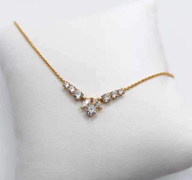 Nadri Prima Cubic Zirconia 18k Yellow Gold Plated Frontal Necklace Bridal