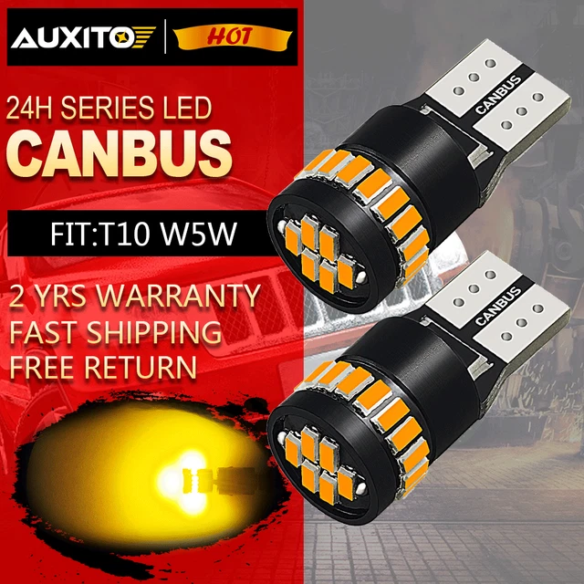 CANBUS 12V T10 W5W Amber/Orange LED Wedge Globe Light Side Corner Dash Tail Bulb